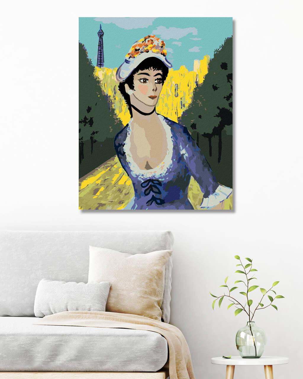 Zuty – Maľovanie Podľa Čísel – Žena V Parku Pred Eiffelovou Vežou, 40 × 50 cm, Plátno
