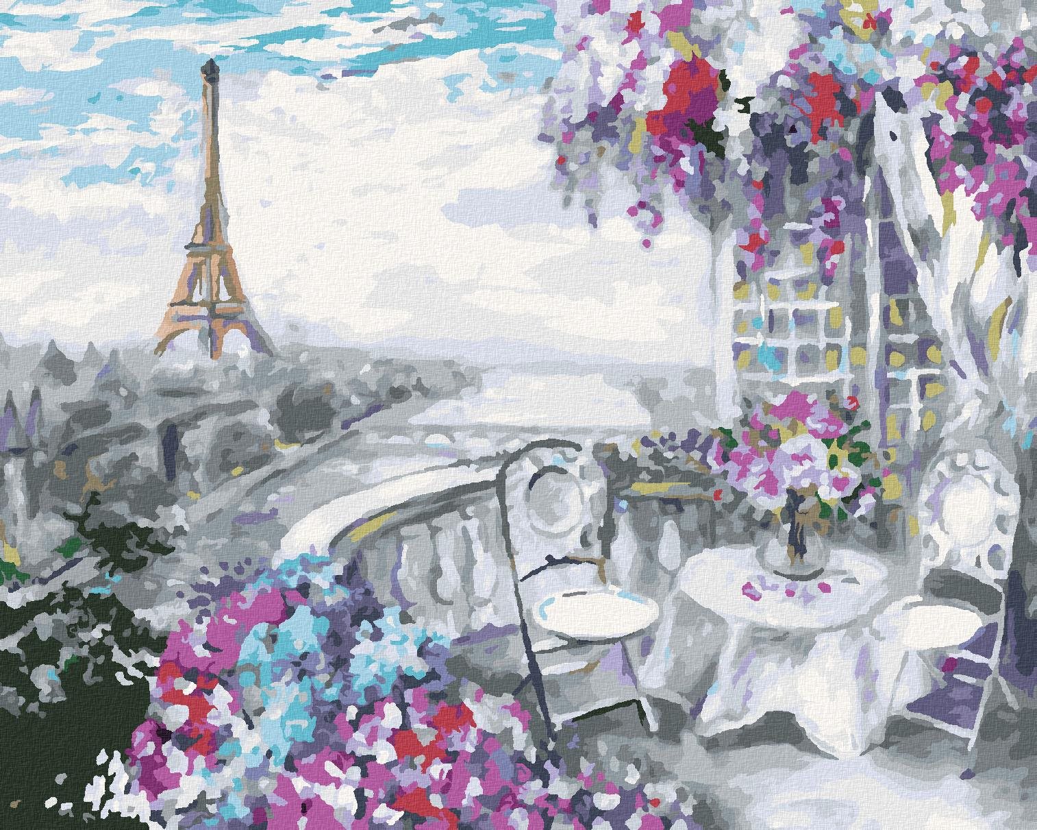 Zuty – Maľovanie Podľa Čísel – Eiffelova Veža Letná Kaviareň V Paríži, 40 × 50 cm, Plátno + Rám