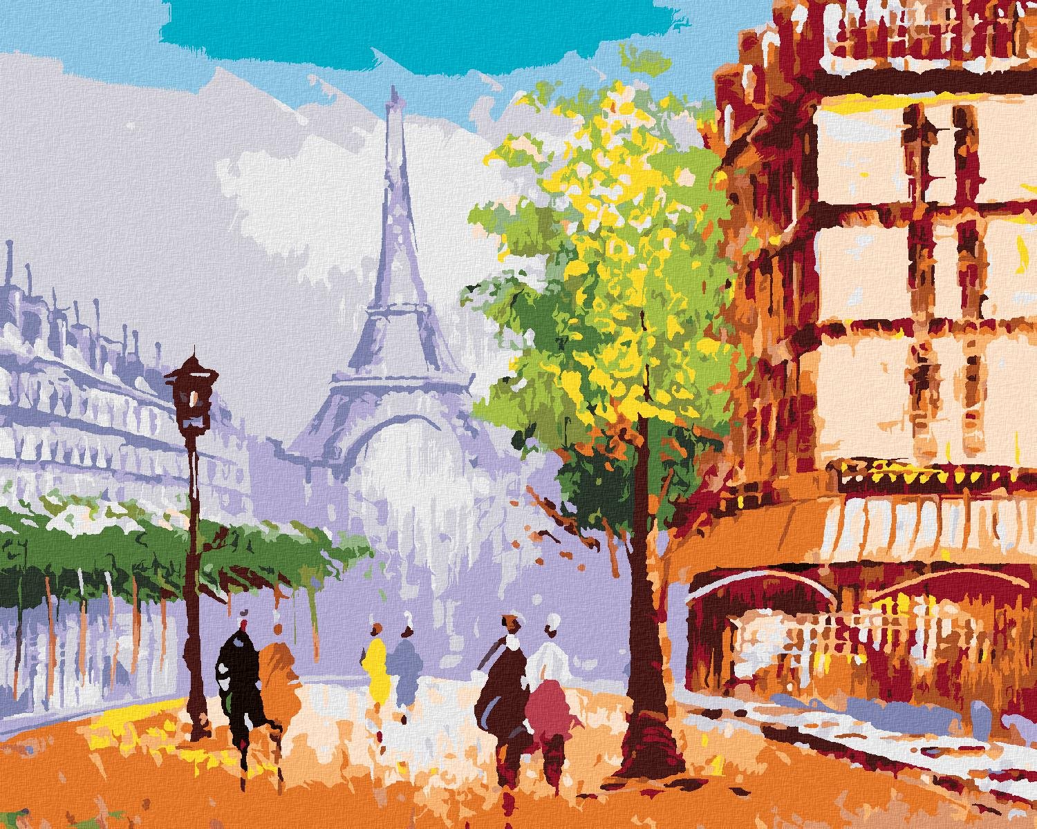 Zuty – Maľovanie Podľa Čísel – Eiffelova Veža V Paríži Pohľad Na Ulicu, 40 × 50 cm, Plátno + Rám