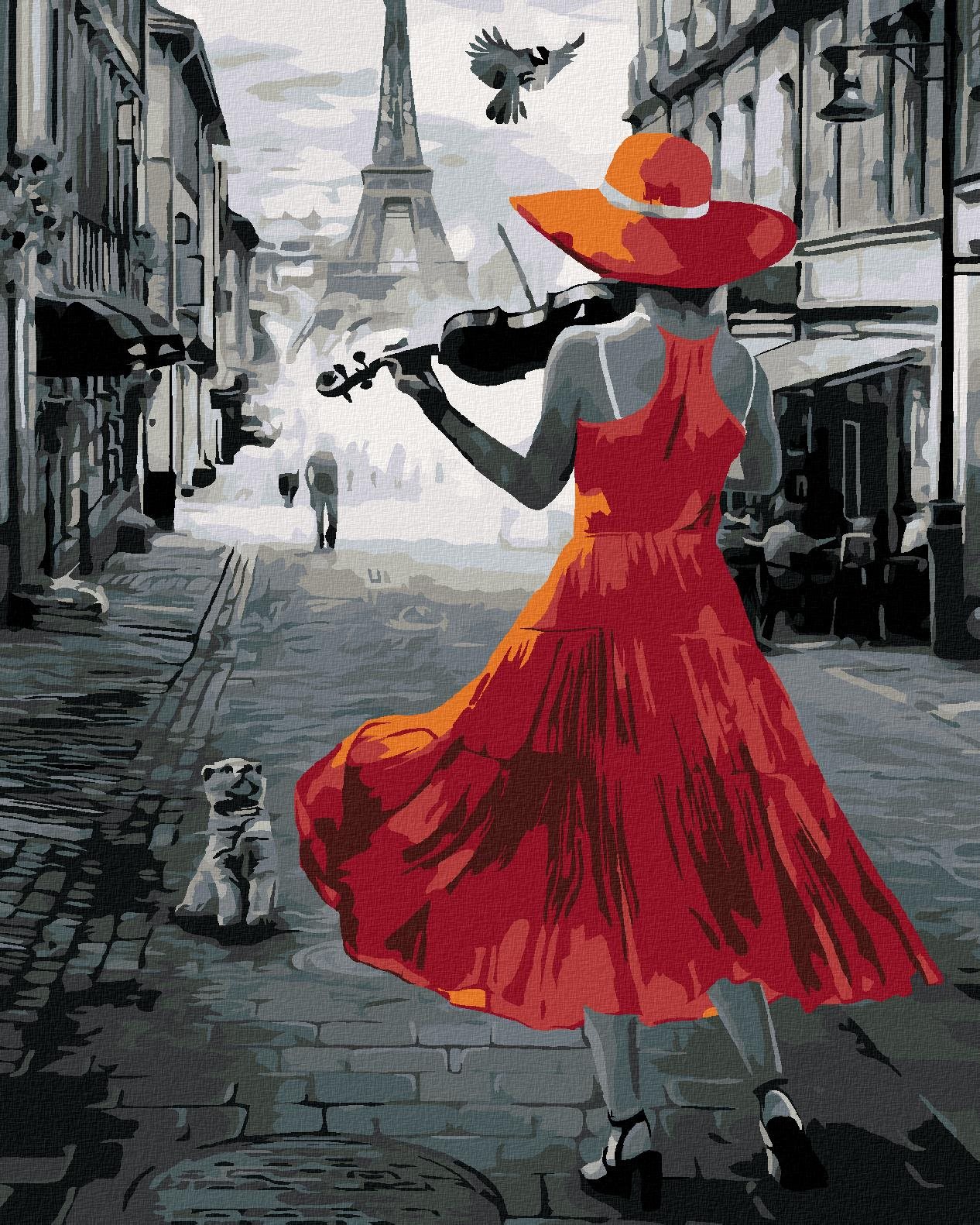 Zuty – Maľovanie Podľa Čísel – Žena Hrajúca V Paríži Na Husle, 80 × 100 cm, Plátno