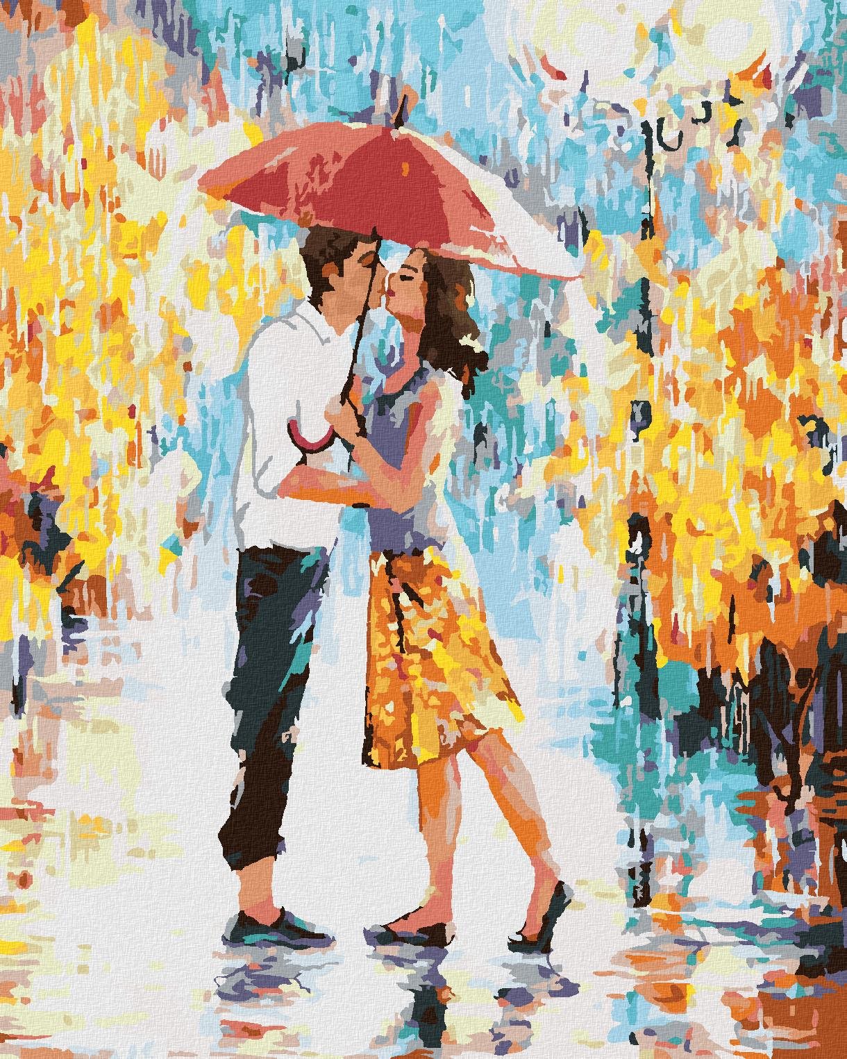 Zuty – Maľovanie Podľa Čísel – Milenci V Paríži S Dáždnikom II, 80 × 100 cm, Plátno + Rám