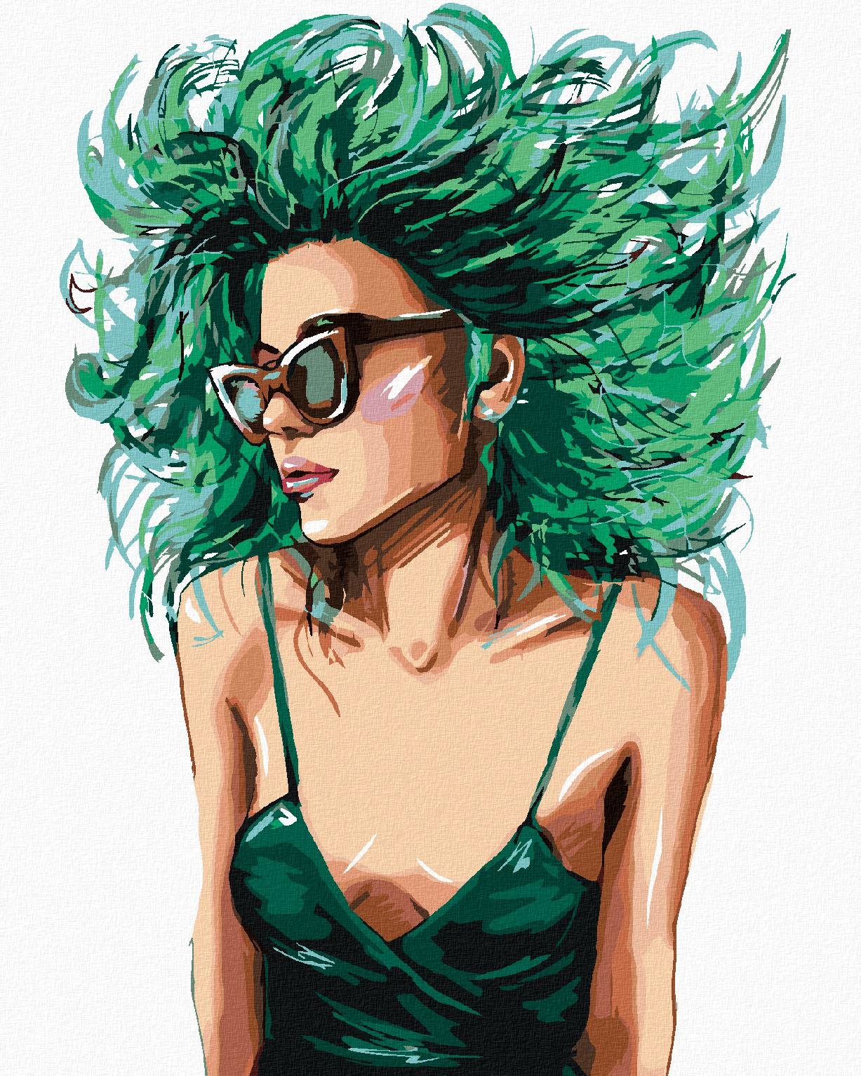 Zuty – Maľovanie Podľa Čísel – Žena So Zelenými Vlasmi, 40 × 50 cm, Plátno