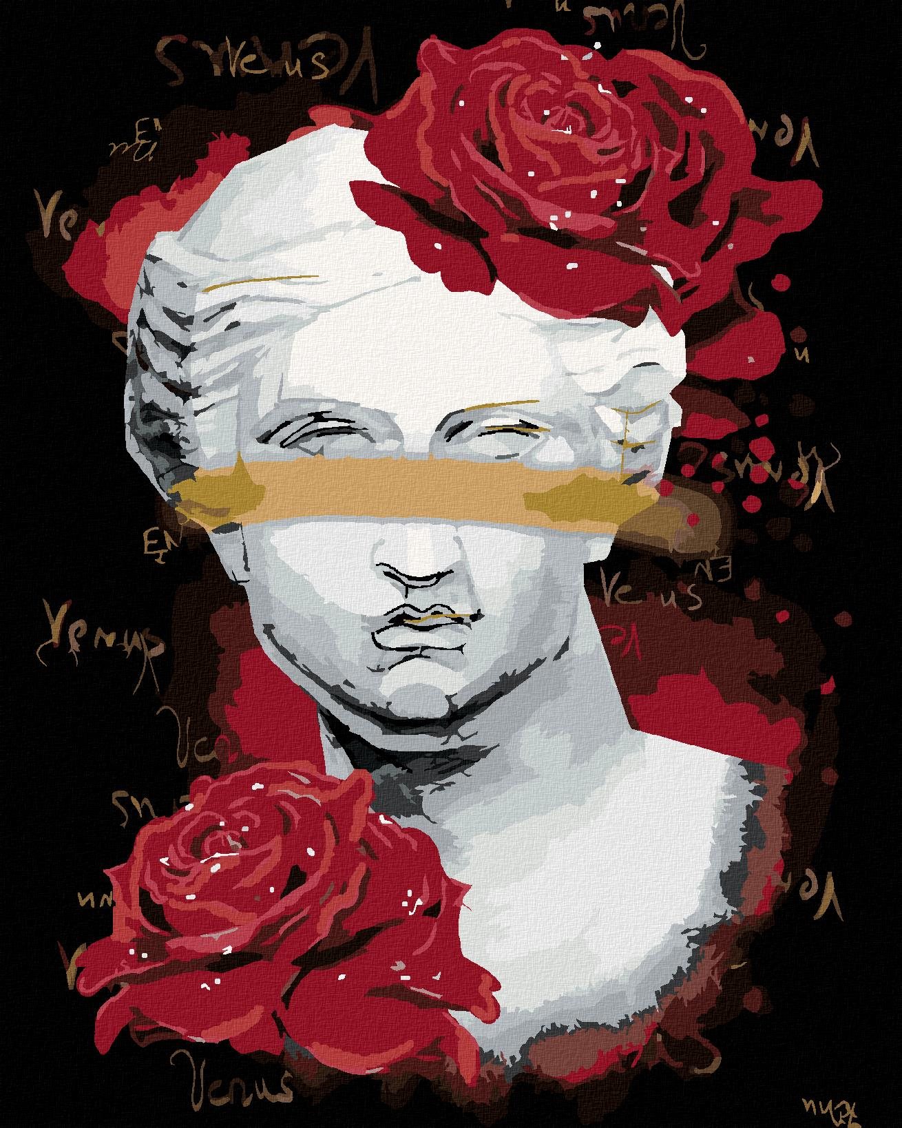 Zuty – Maľovanie Podľa Čísel – Venuša S Červenými Ružami, 40 × 50 cm, Plátno + Rám