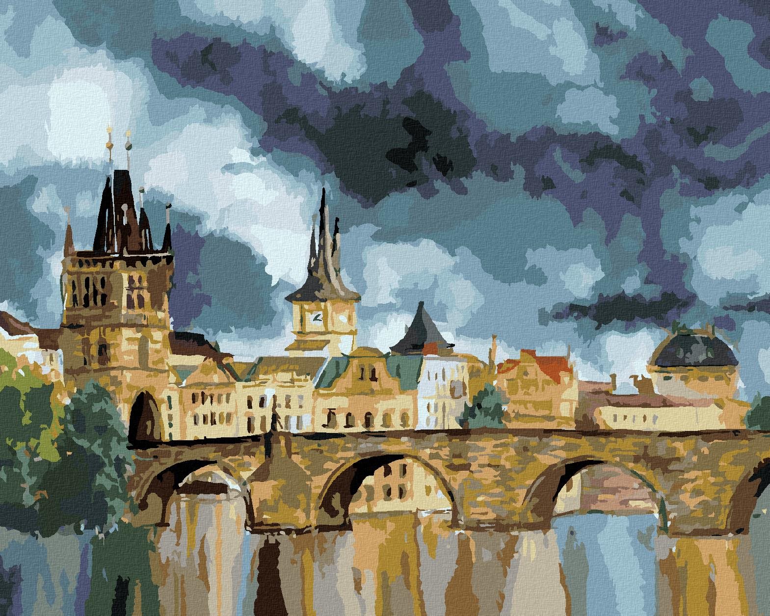 Zuty – Maľovanie Podľa Čísel – Karlov Most V Búrke, 80 × 100 cm, Plátno