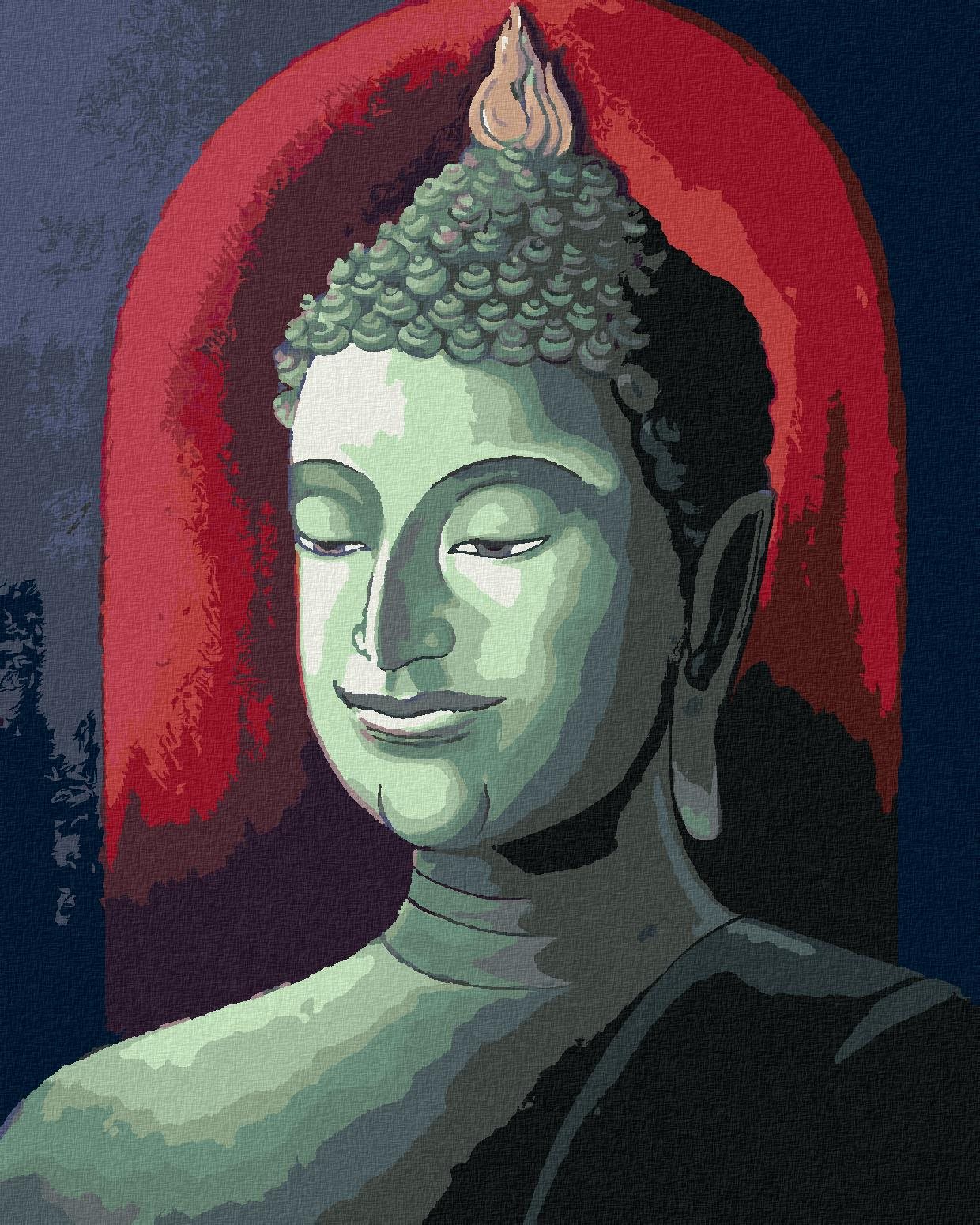 Zuty – Maľovanie Podľa Čísel – Buddha Na Červenom Pozadí, 80 × 100 cm, Plátno