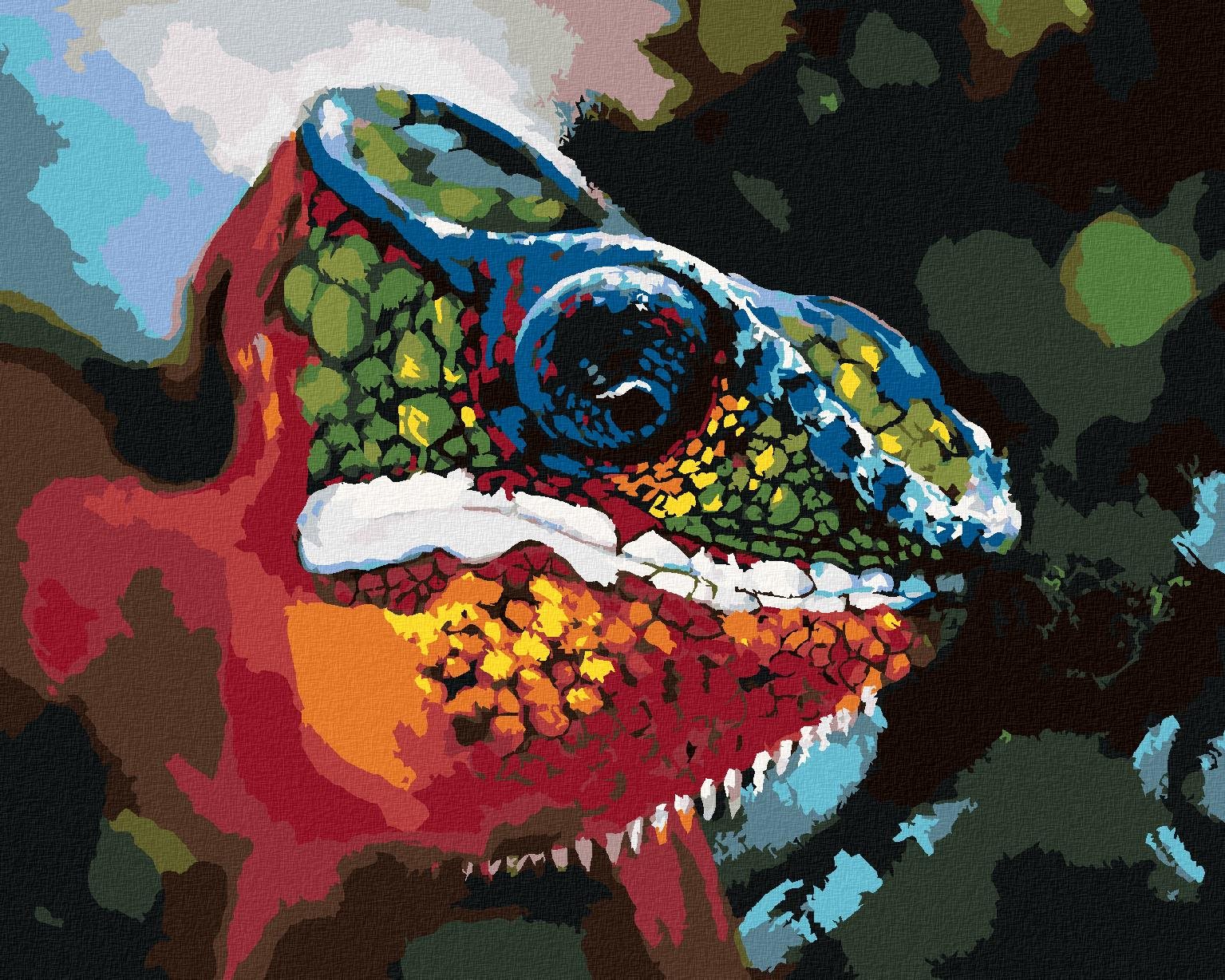 Zuty – Maľovanie Podľa Čísel – Abstraktný Farebný Chameleón, 80 × 100 cm, Plátno + Rám