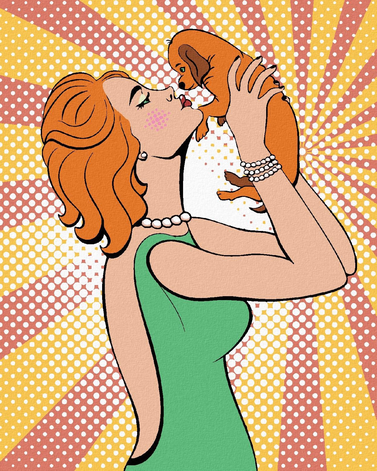Zuty – Maľovanie Podľa Čísel – Pop-Art Žena So Šteniatkom, 40 × 50 cm, Plátno + Rám