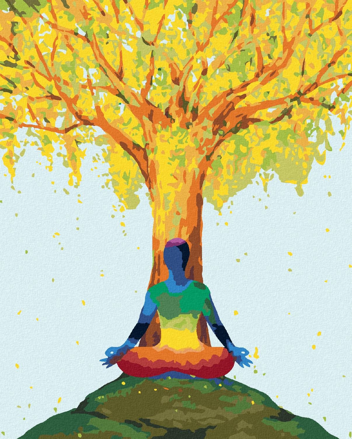 Zuty – Maľovanie Podľa Čísel – Joga Pod Stromom, 80 × 100 cm, Plátno + Rám