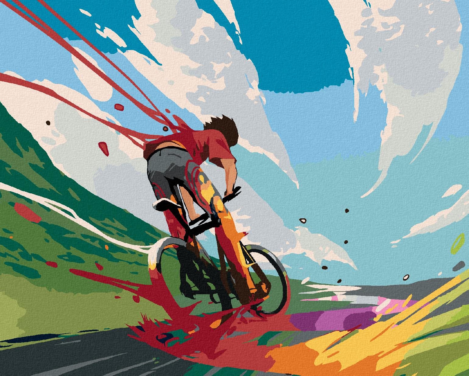 Zuty – Maľovanie Podľa Čísel – Cyklista Vo Farbách, 80 × 100 cm, Plátno + Rám