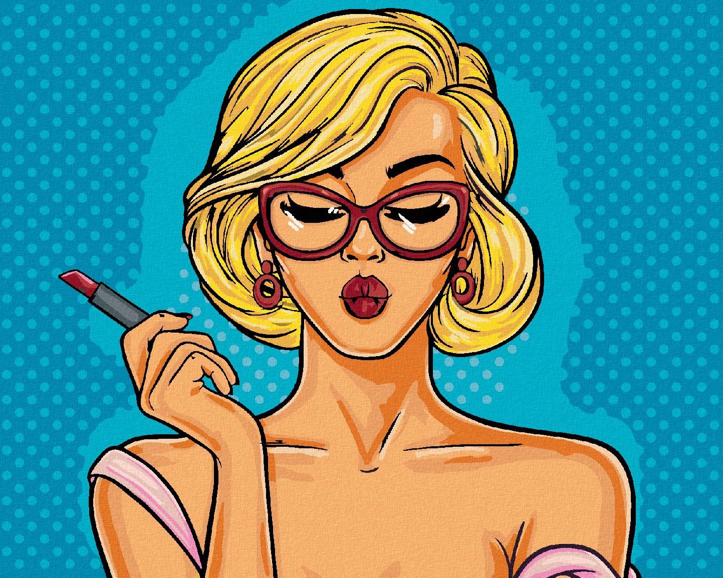 Zuty – Maľovanie Podľa Čísel – Pop-Art Blondína S Rúžom, 40 × 50 cm, Plátno