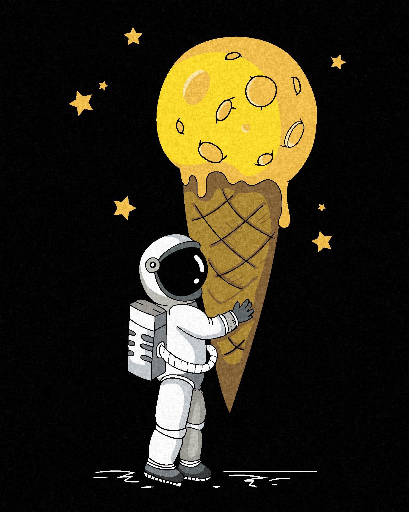 Zuty – Maľovanie Podľa Čísel – Astronaut So Zmrzlinou, 80 × 100 cm, Plátno