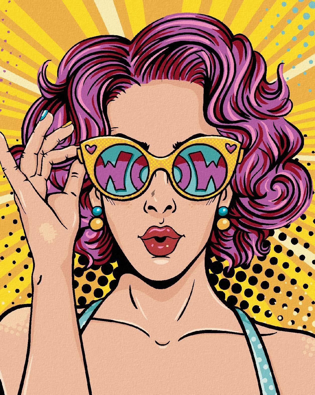 Zuty – Maľovanie Podľa Čísel – Pop-Art Žena S Ružovými Vlasmi, 80 × 100 cm, Plátno + Rám