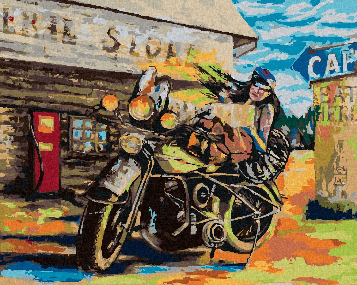 Zuty – Maľovanie Podľa Čísel – Žena A Motorka, 40 × 50 cm, Plátno