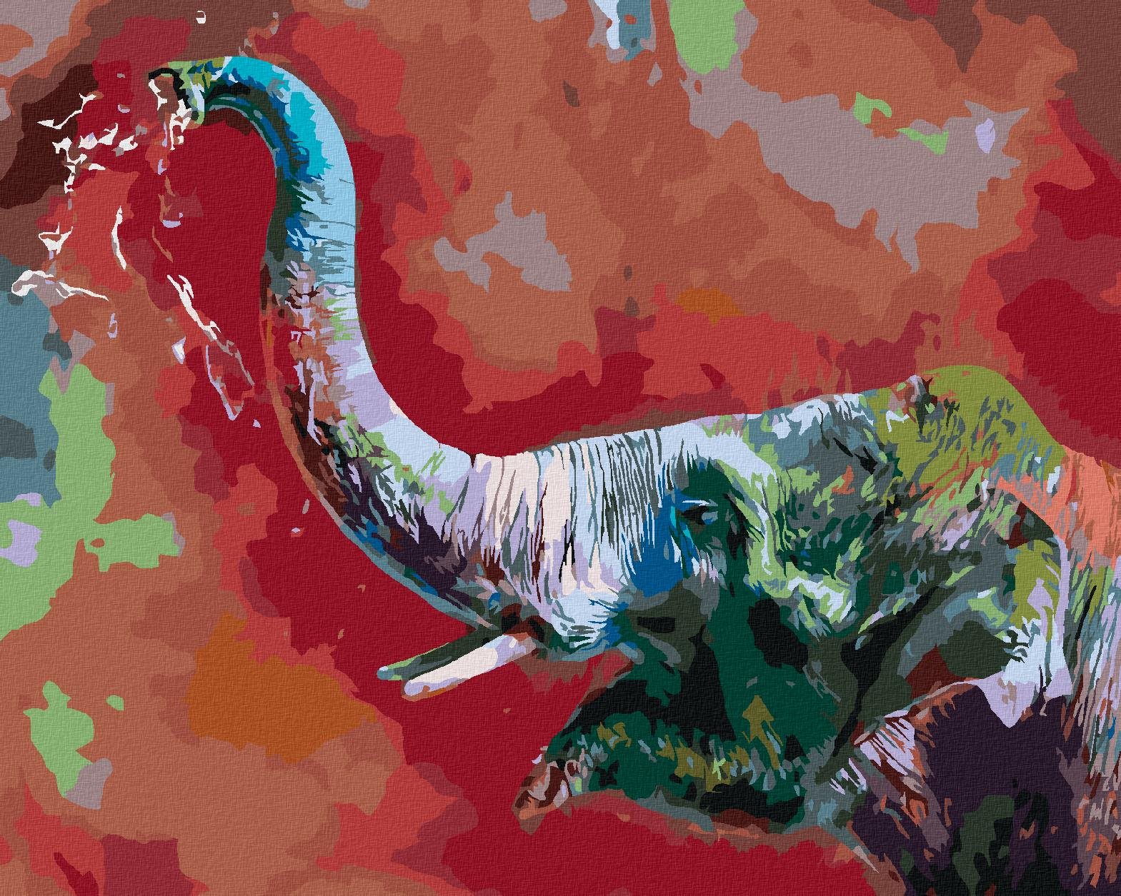 Zuty – Maľovanie Podľa Čísel – Šťastný Farebný Slon, 80 × 100 cm, Plátno + Rám