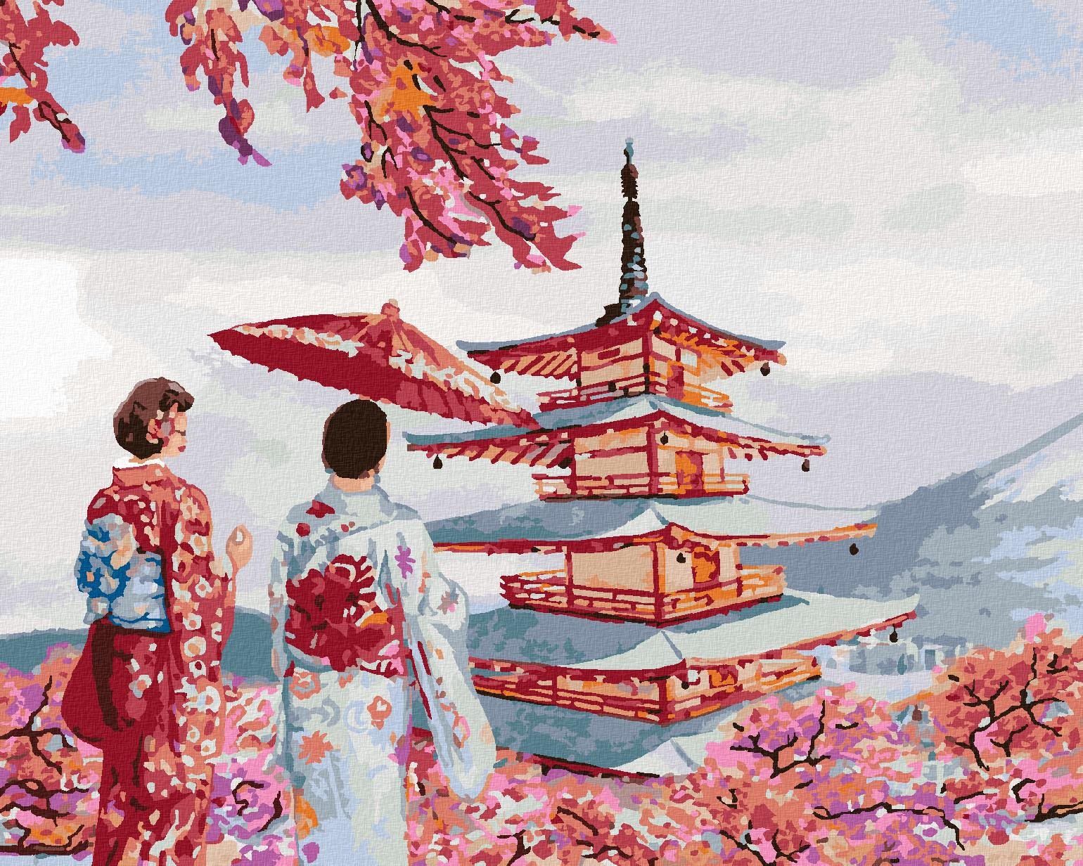 Zuty – Maľovanie Podľa Čísel – Pár V Kimone Japonsko, 40 × 50 cm, Plátno + Rám