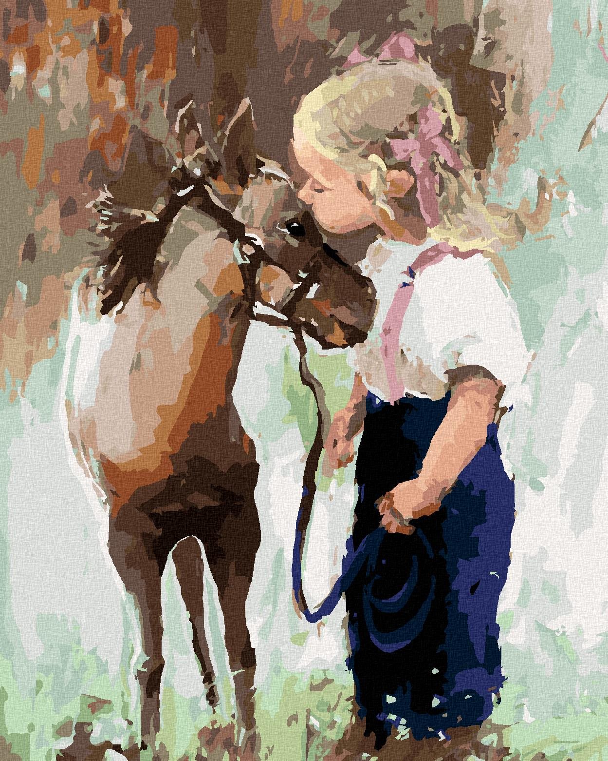 Zuty – Maľovanie Podľa Čísel – Dievčatko A Poník, 80 × 100 cm, Plátno + Rám