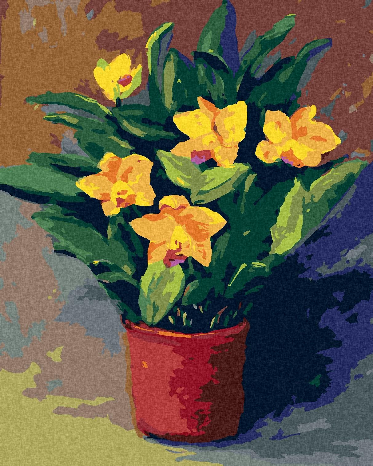Zuty – Maľovanie Podľa Čísel – Narcisy V Kvetináči, 40 × 50 cm, Plátno + Rám