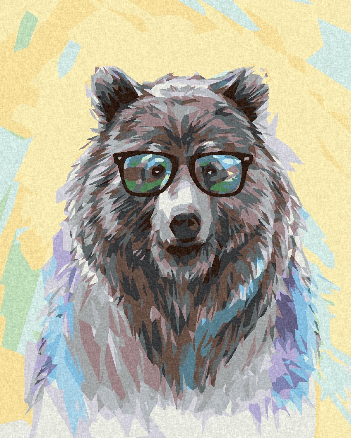 Zuty – Maľovanie Podľa Čísel – Medveď S Okuliarmi, 40 × 50 cm, Plátno