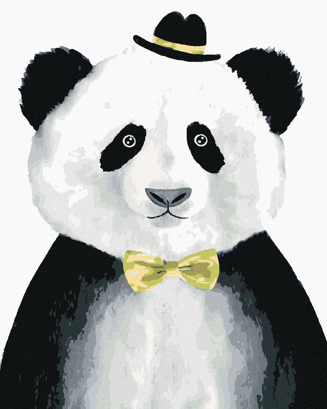 Zuty – Maľovanie Podľa Čísel – Panda S Klobúčikom, 40 × 50 cm, Plátno