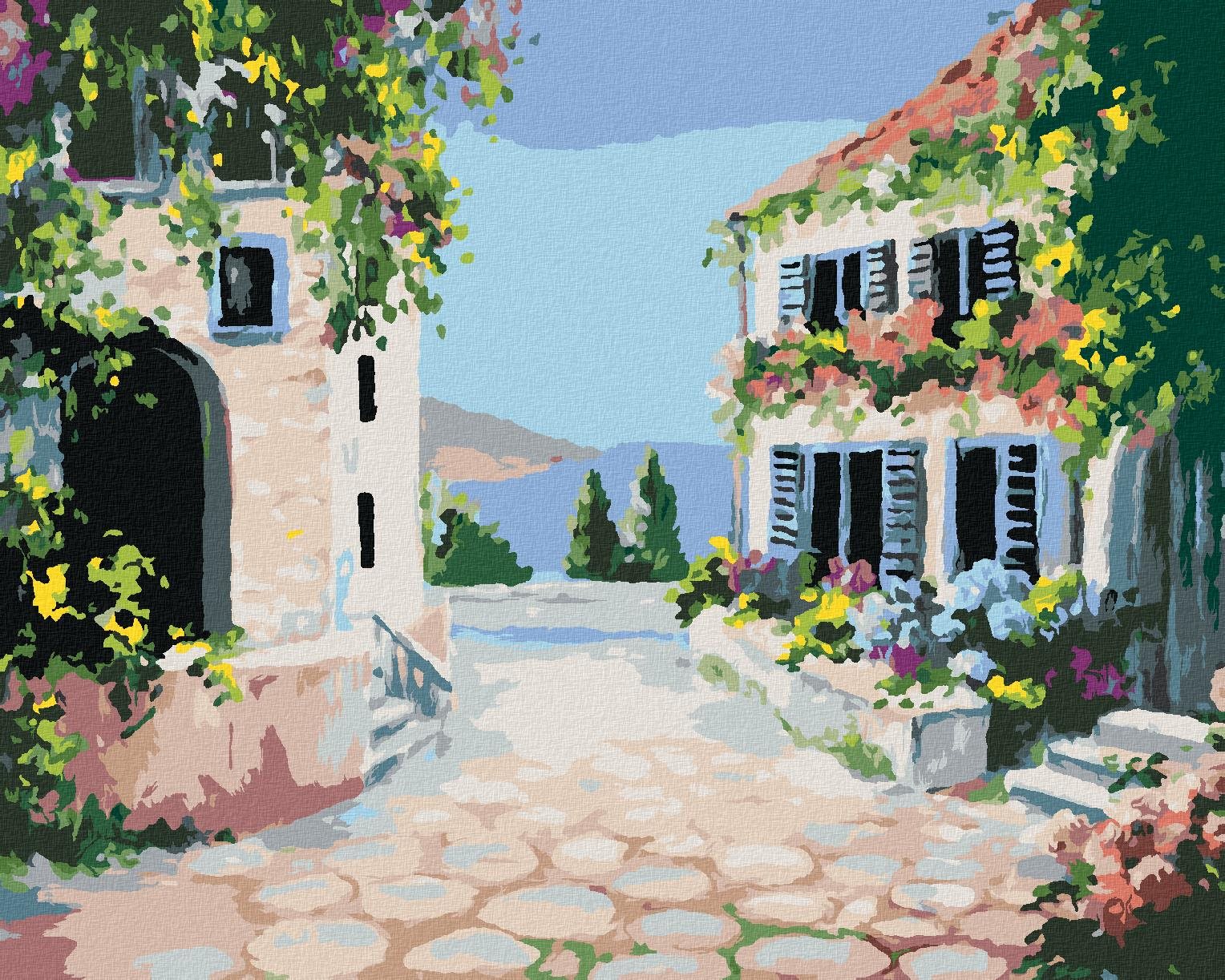 Zuty – Maľovanie Podľa Čísel – Kvetinový Dom Pri Mori, 80 × 100 cm, Plátno + Rám