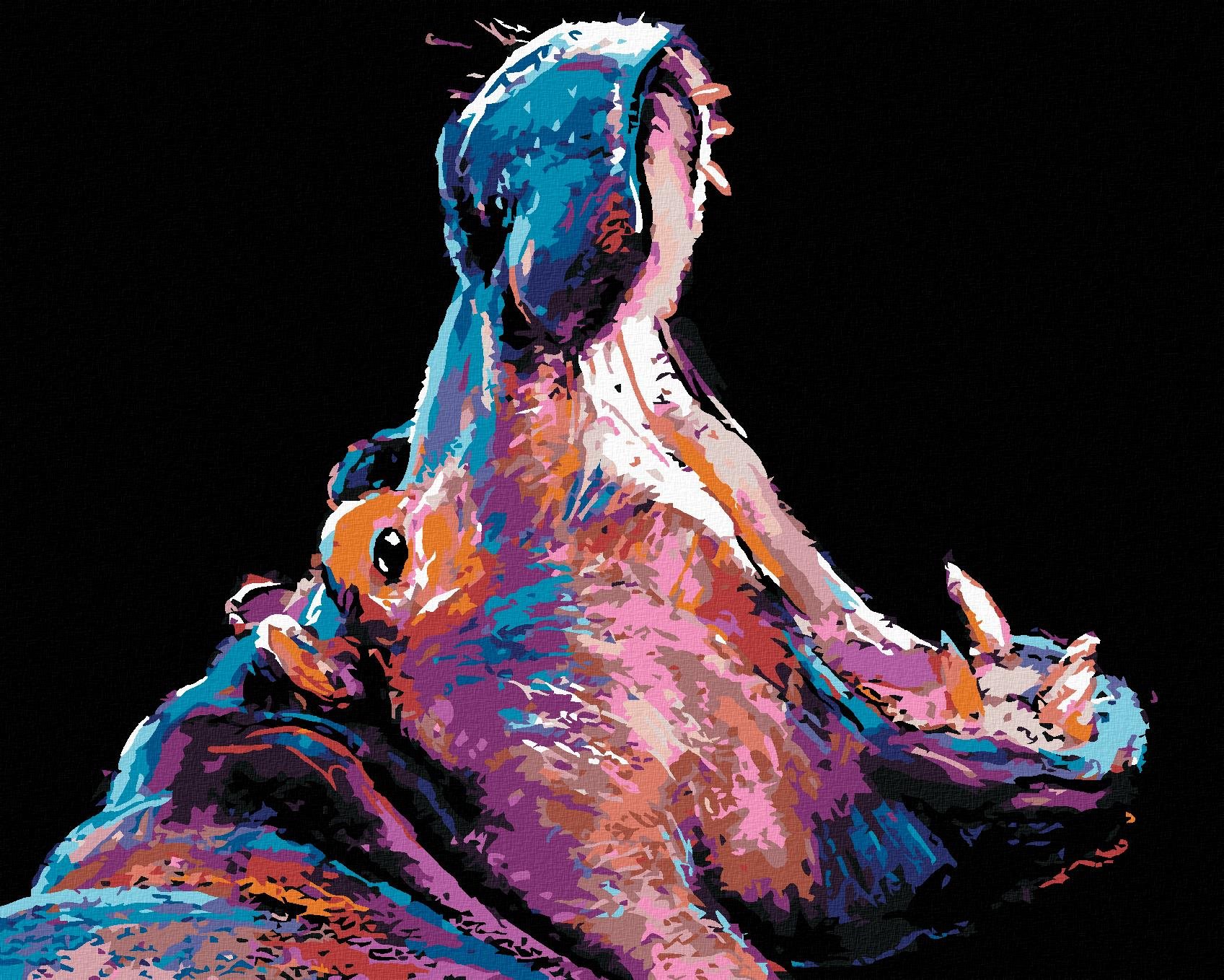 Zuty – Maľovanie Podľa Čísel – Farebný Hroch, 40 × 50 cm, Plátno