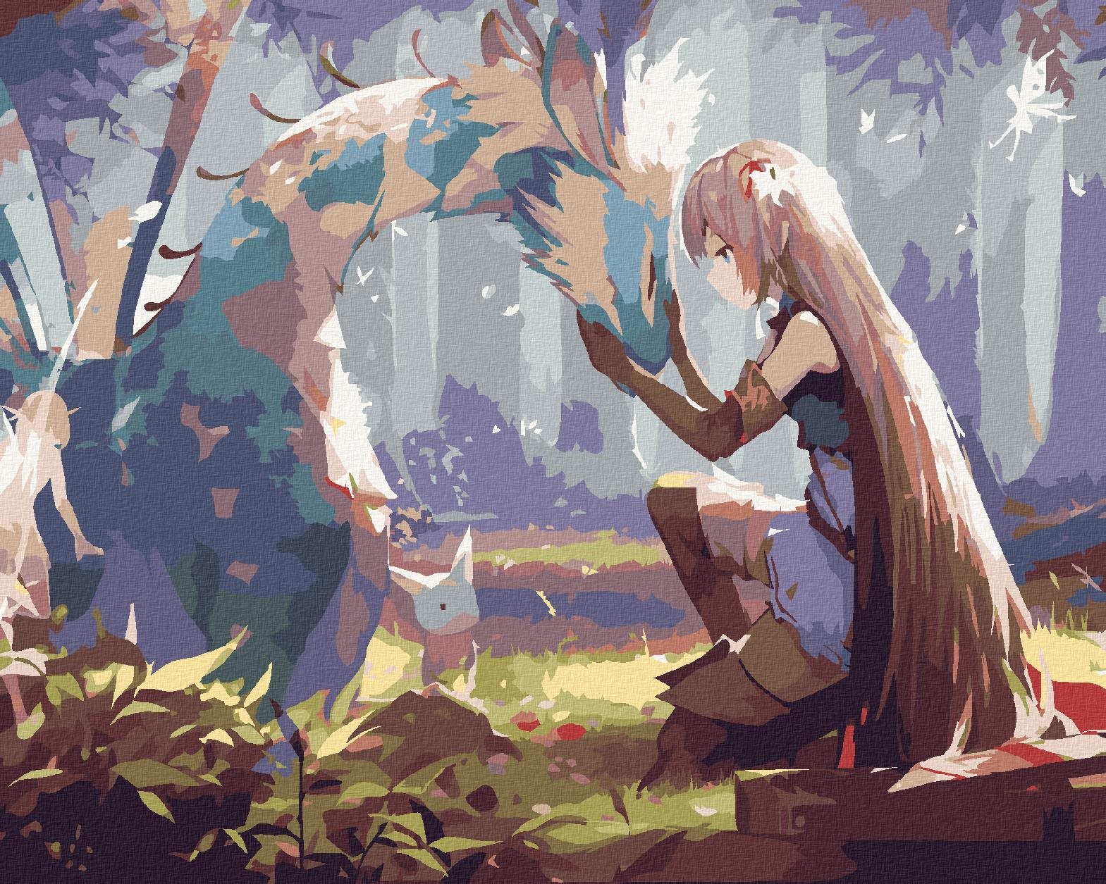 Zuty – Maľovanie Podľa Čísel – Anime Dievča S Drakom, 80 × 100 cm, Plátno