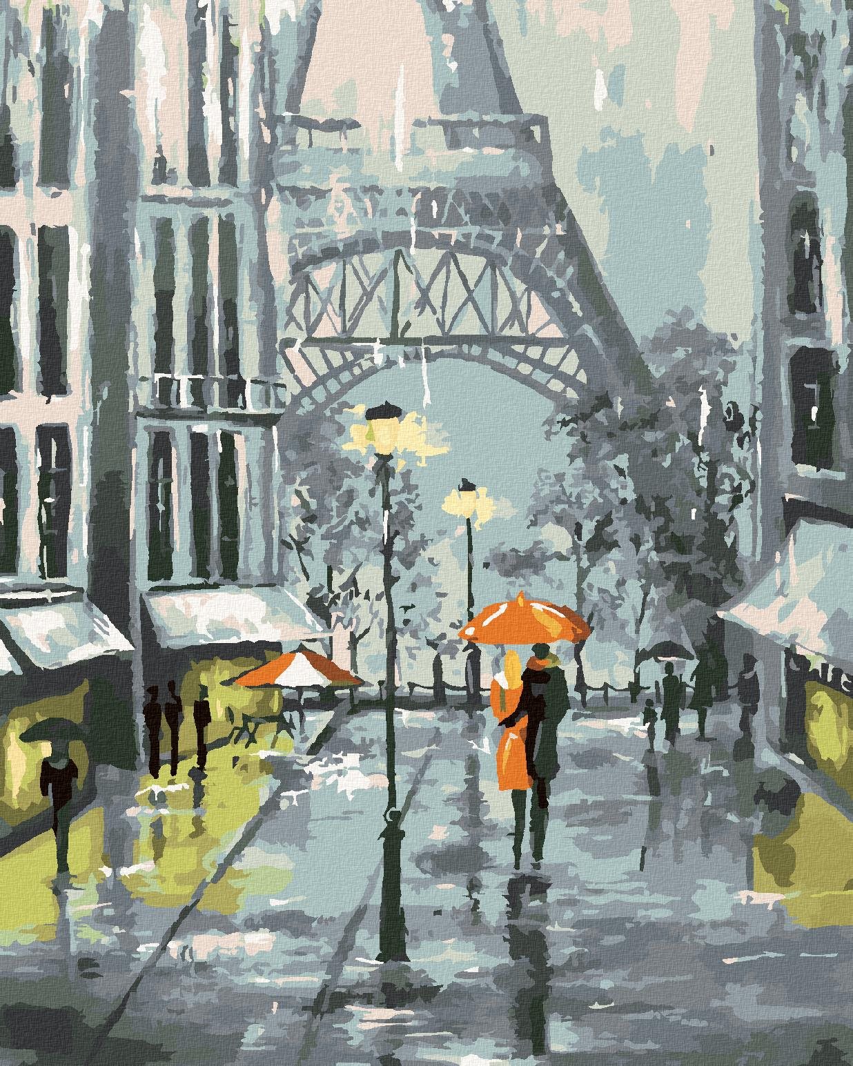 Zuty – Maľovanie Podľa Čísel – Paríž A Prechádzajúci Sa Pár, 40 × 50 cm, Plátno + Rám