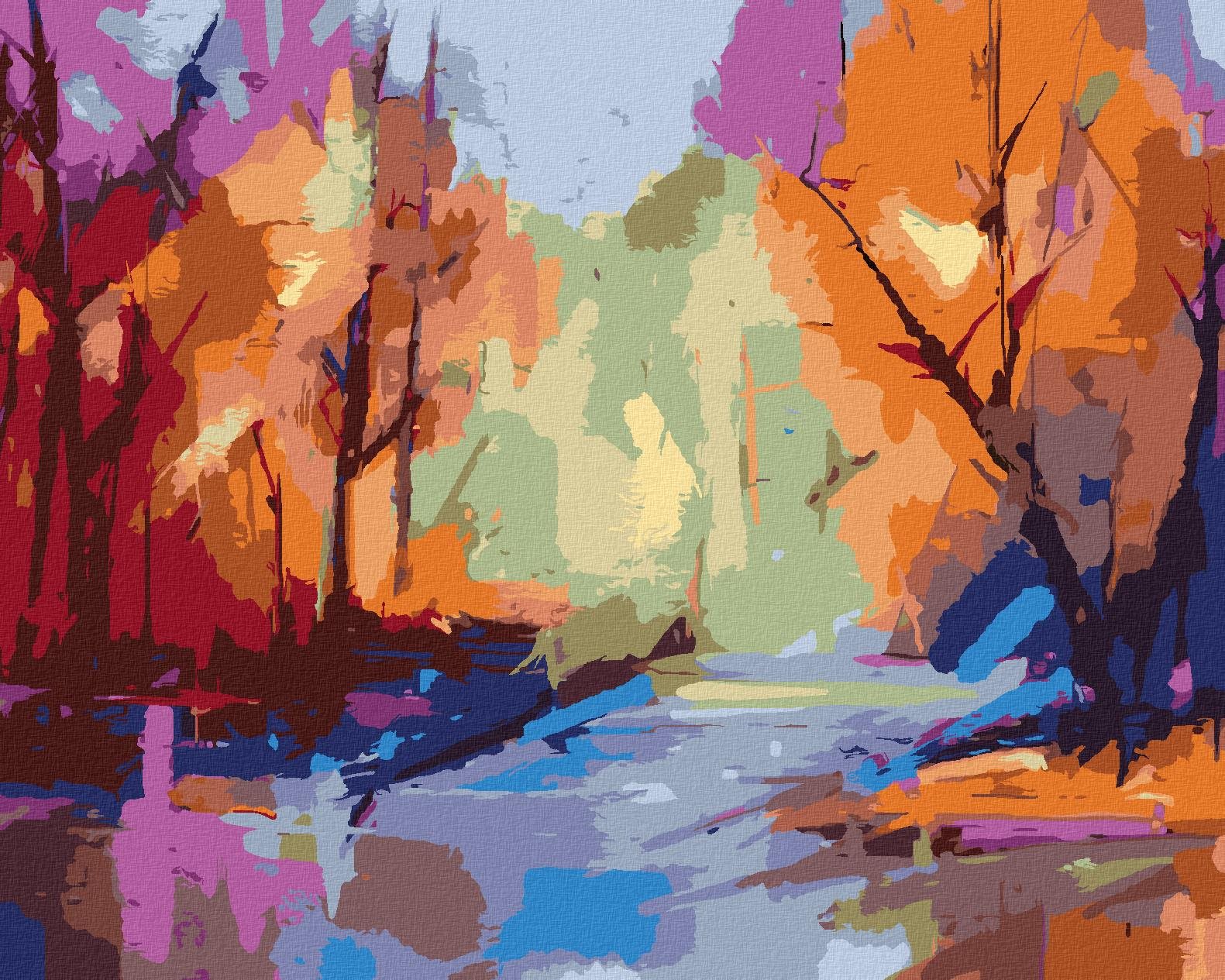 Zuty – Maľovanie Podľa Čísel – Abstraktná Krajina, 80 × 100 cm, Plátno