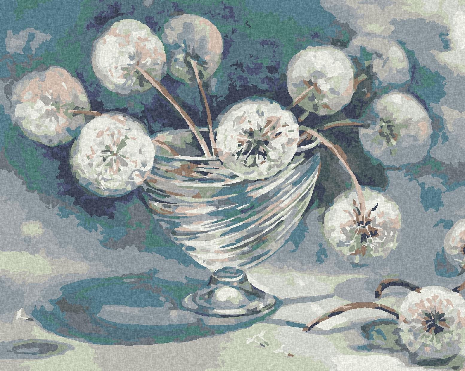 Zuty – Maľovanie Podľa Čísel – Púpavy V Sklenenej Váze, 40 × 50 cm, Plátno