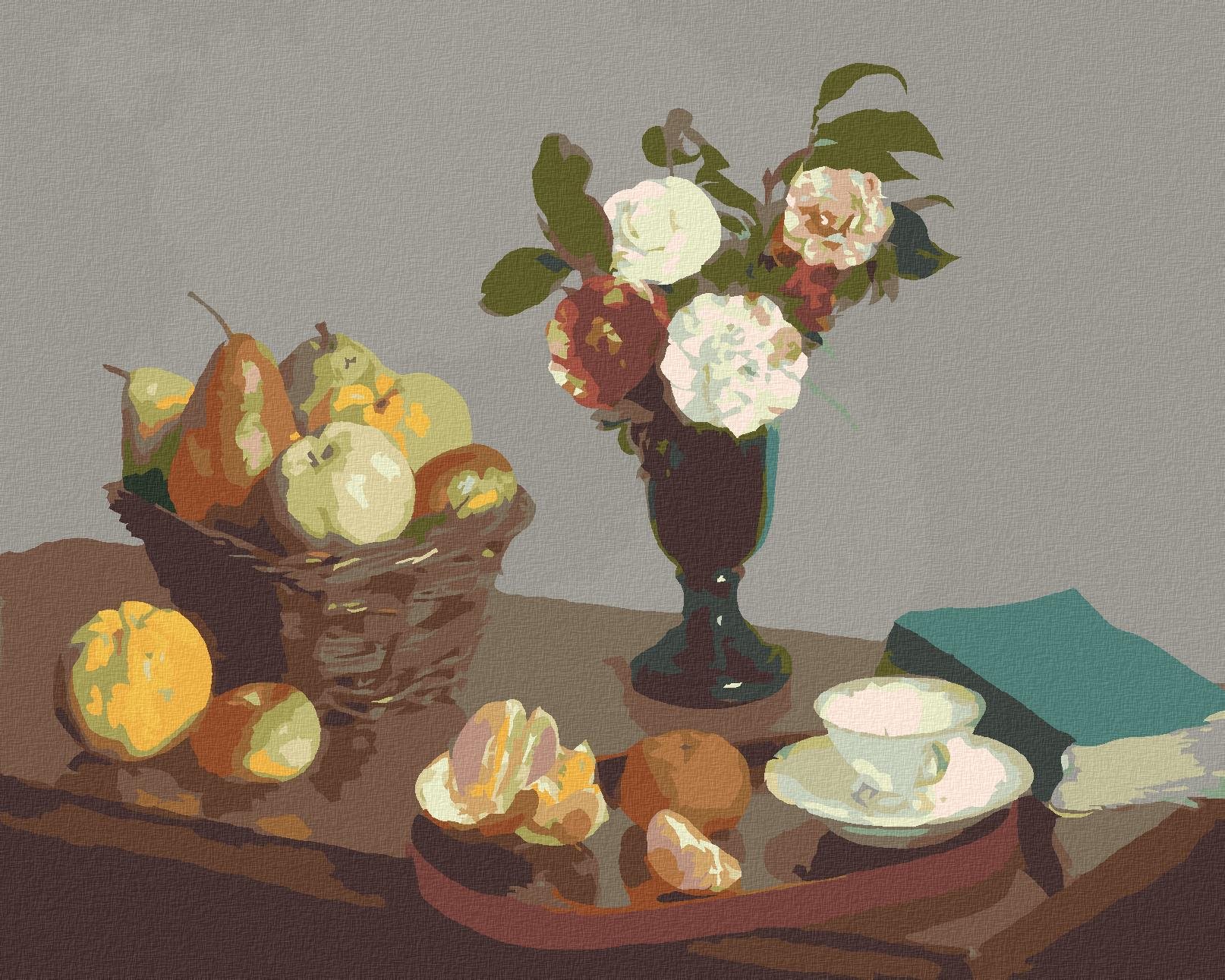 Zuty – Maľovanie Podľa Čísel – Zátišie (H. Fantin-Latour), 80 × 100 cm, Plátno + Rám