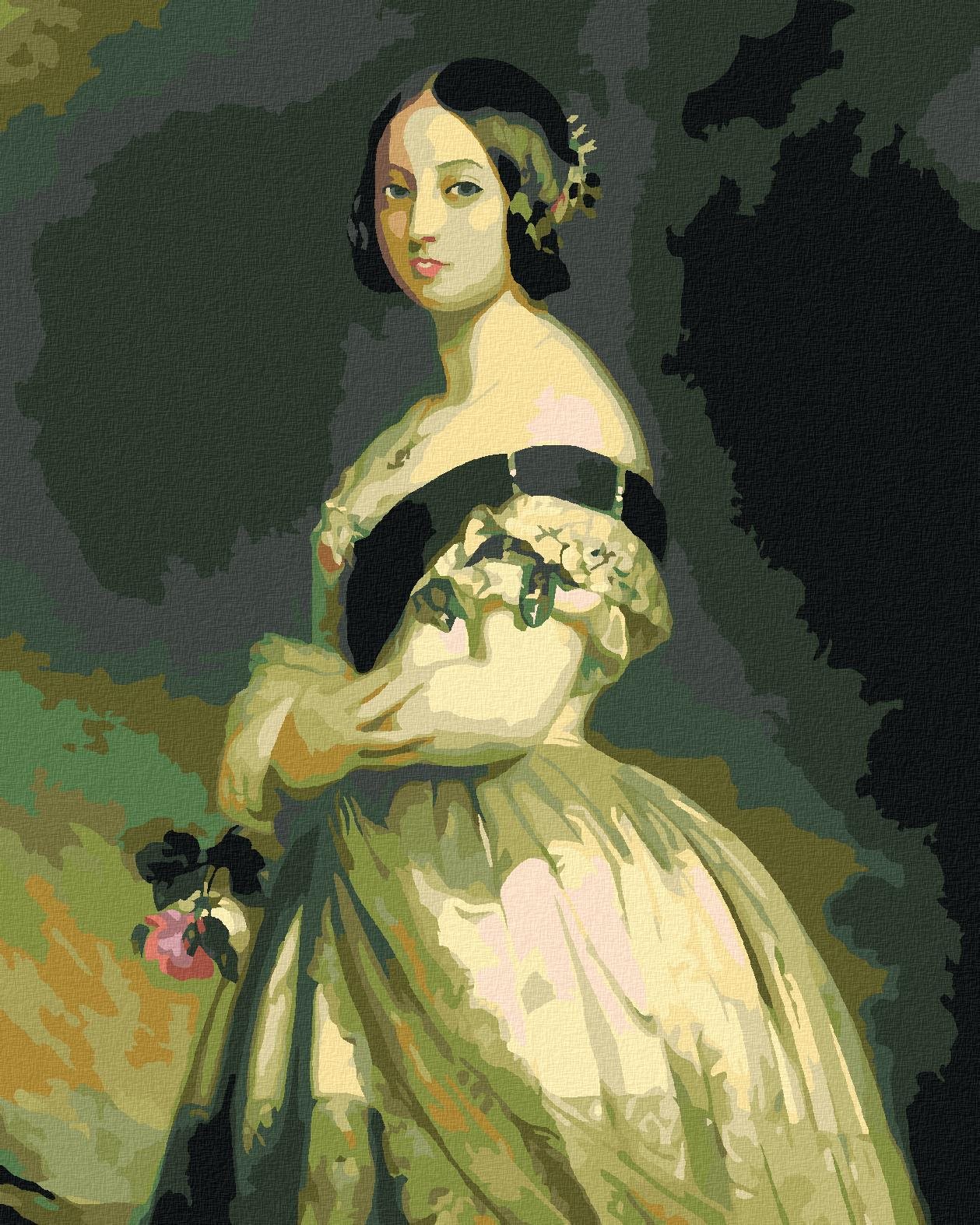 Zuty – Maľovanie Podľa Čísel – Kráľovná Viktória (F. X. Winterhalter), 80 × 100 cm, Plátno