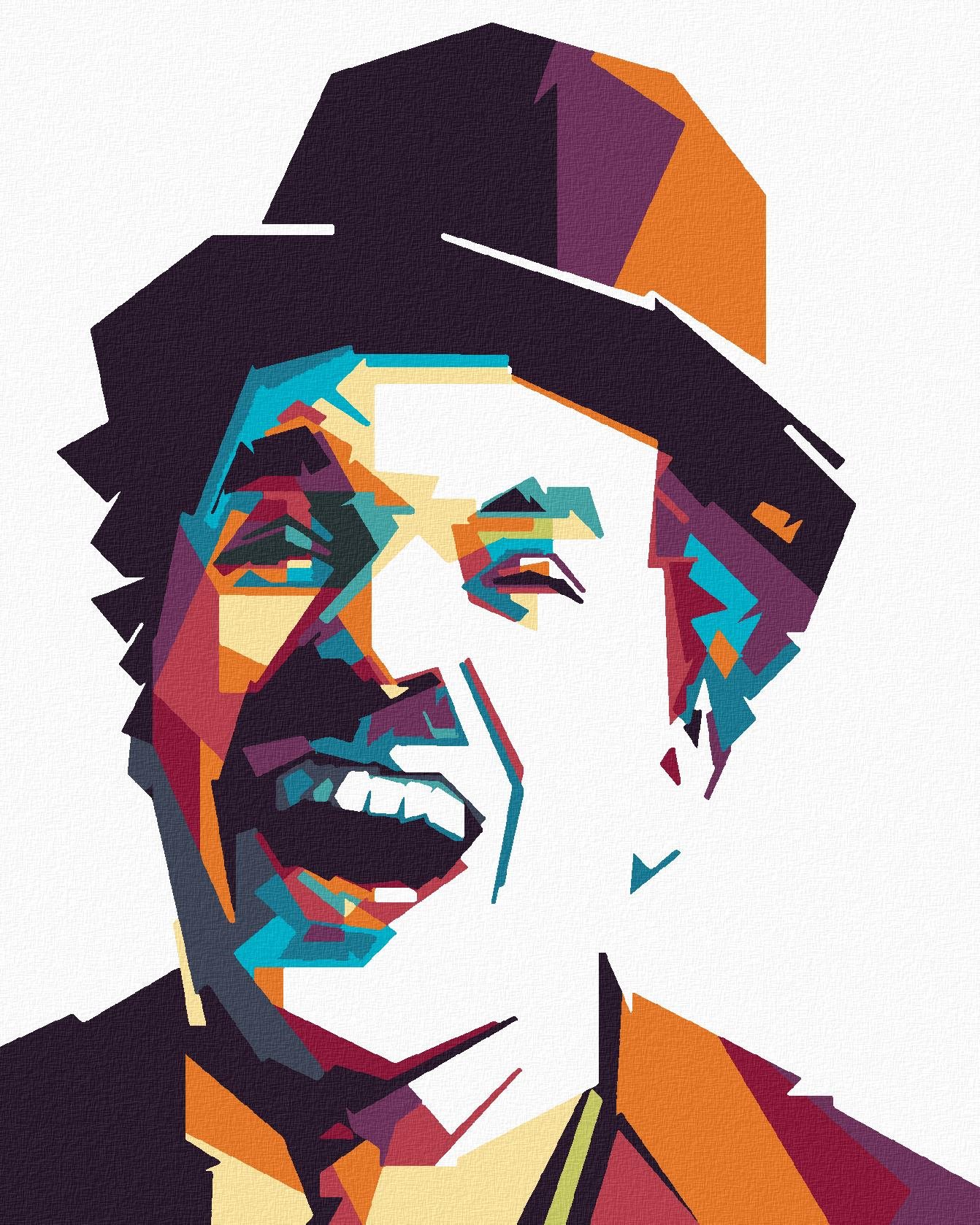 Zuty – Maľovanie Podľa Čísel – Farebný Charlie Chaplin, 80 × 100 cm, Plátno + Rám