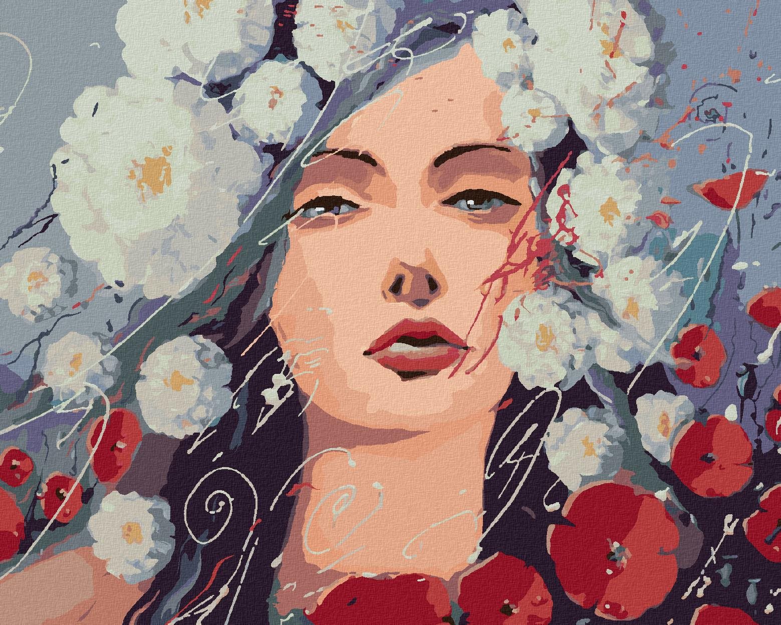 Zuty – Maľovanie Podľa Čísel – Žena A Vlčie Maky, 80 × 100 cm, Plátno