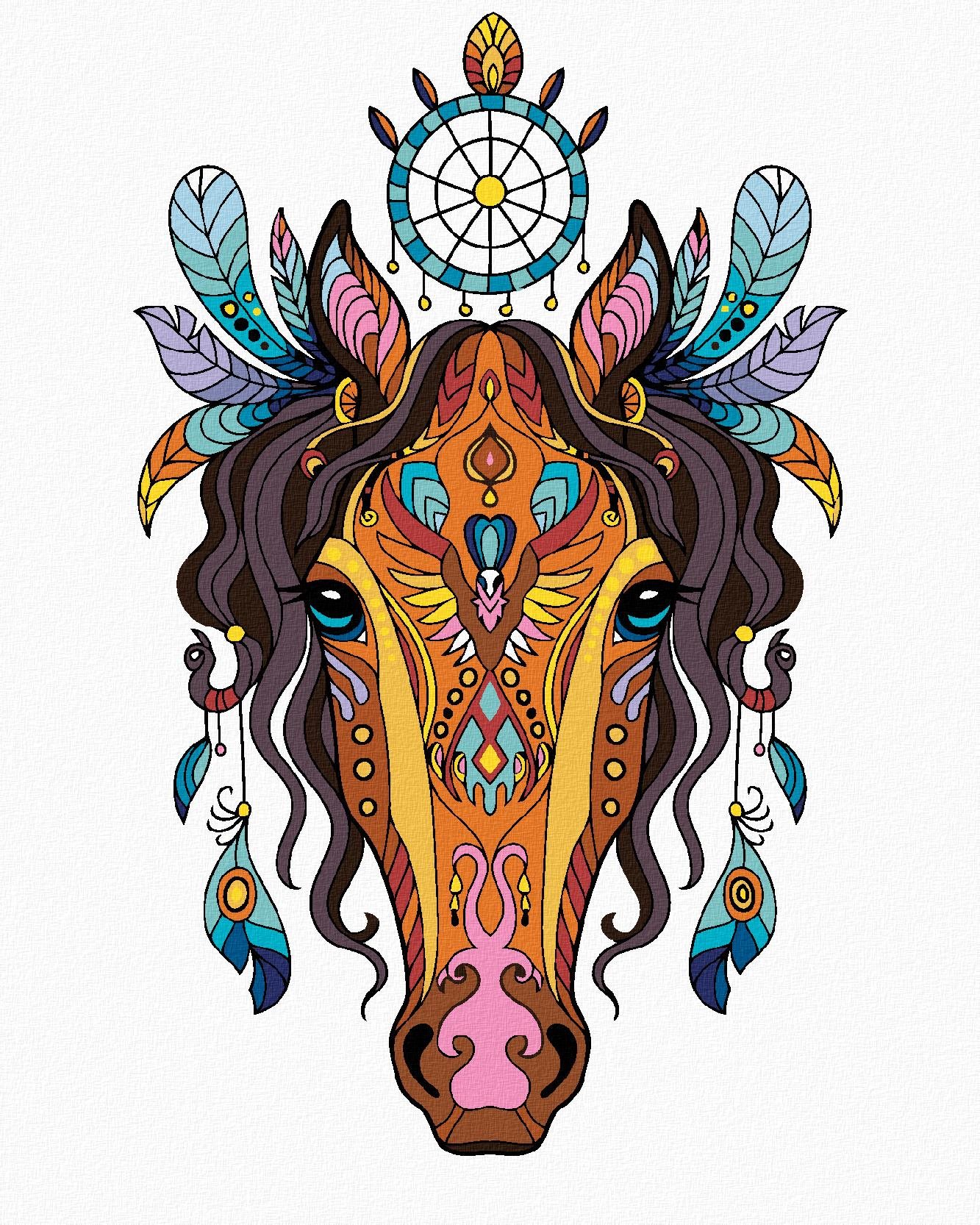 Zuty – Maľovanie Podľa Čísel – Mandala Kôň, 40 × 50 cm, Plátno