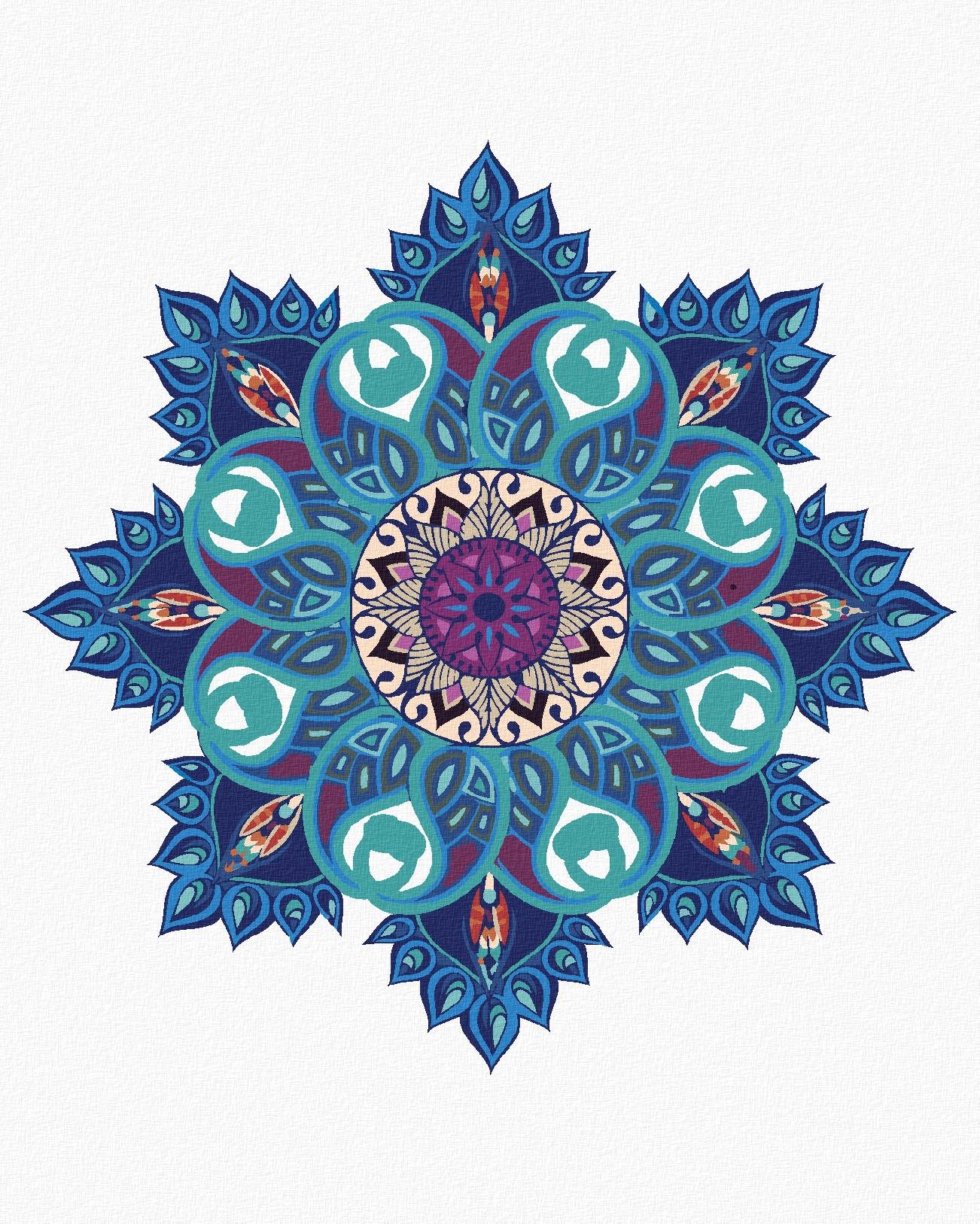 Zuty – Maľovanie Podľa Čísel – Modrá Mandala, 80 × 100 cm, Plátno + Rám