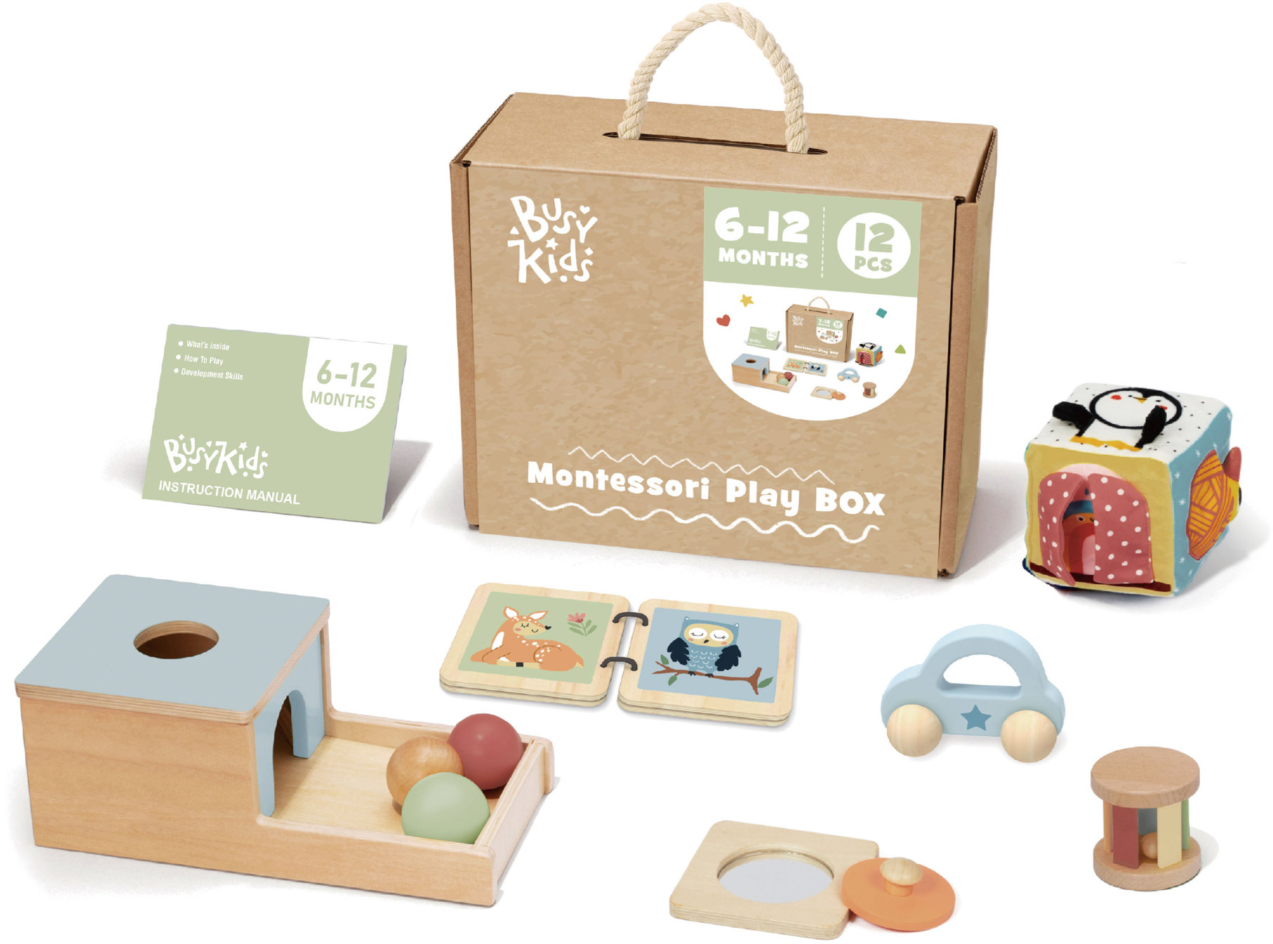 BusyKids Montessori Edukační box pro děti, 6 - 12 měsíců