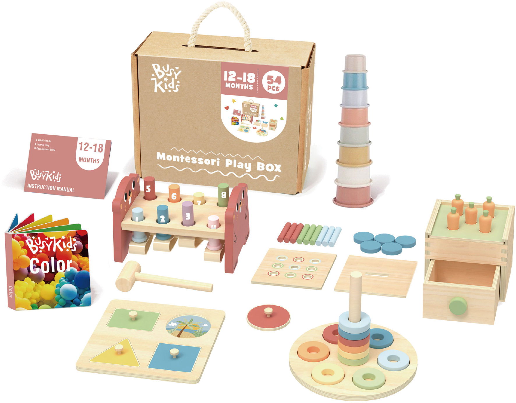 BusyKids Montessori Edukační box pro děti, 12 - 18 měsíců