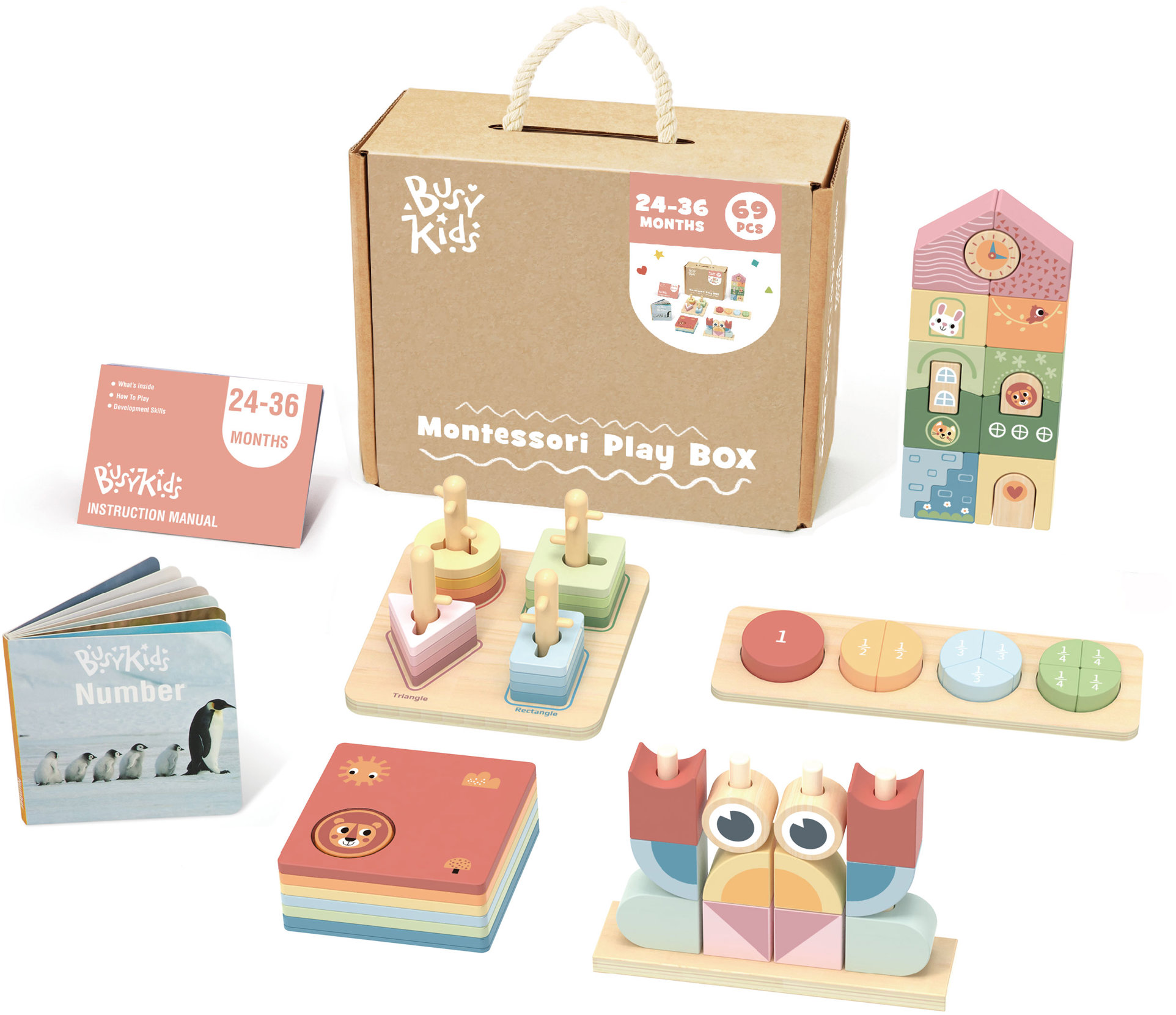 BusyKids Montessori Edukační box pro děti, 24 - 36měsíců