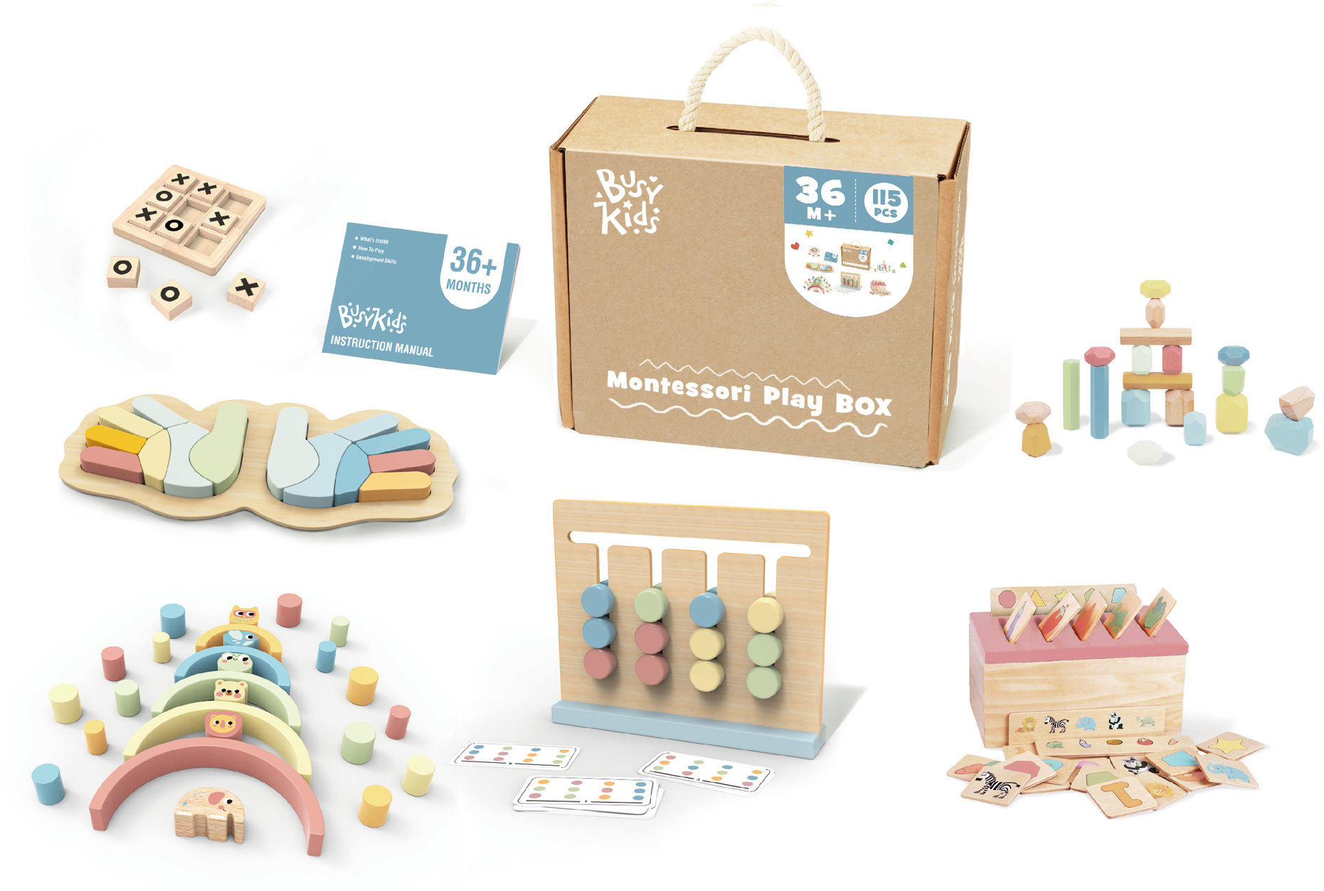 BusyKids Montessori Edukační box pro děti, 36 + měsíců