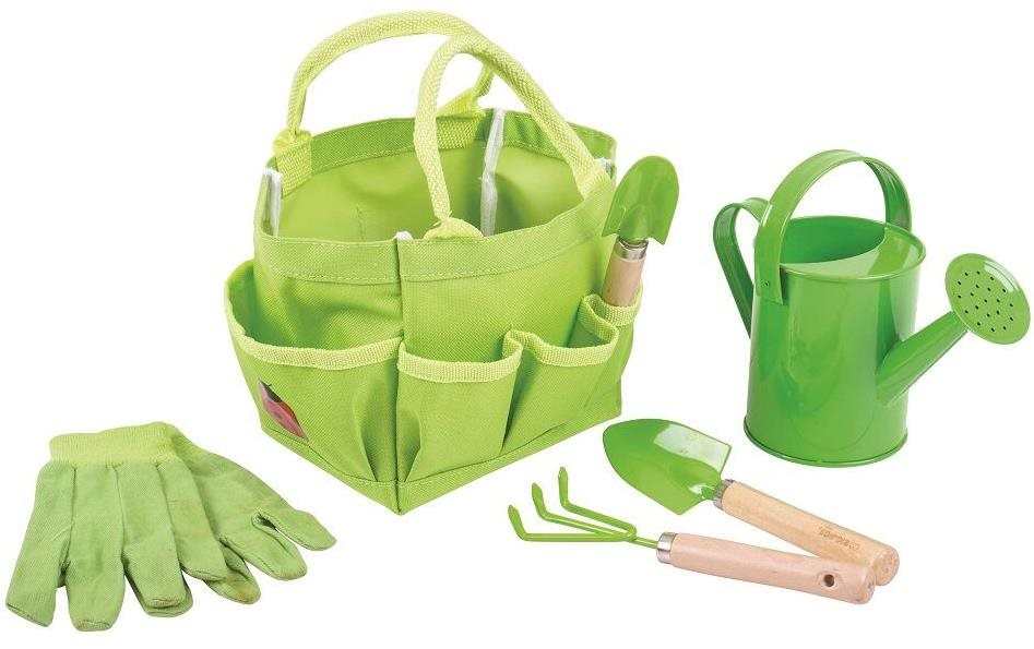 Bigjigs Toys Záhradná súprava náradie v plátennej taške zelené