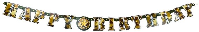 Girlanda narodeniny – happy birthday – maskáč – army – vojak – 160 cm