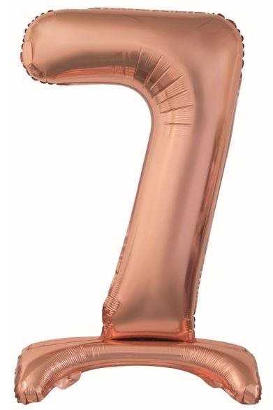 Balón fóliový číslica ružovo zlatá/rose gold na podstavci, 74 cm – 7