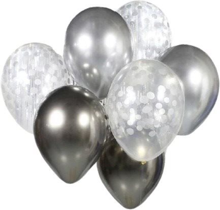Sada latexových balónikov – chrómované strieborné 7 ks, 30 cm