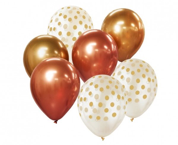 Súprava latexových balónikov – chromovaná ružovo-zlatá / rosegold 7 ks, 30 cm