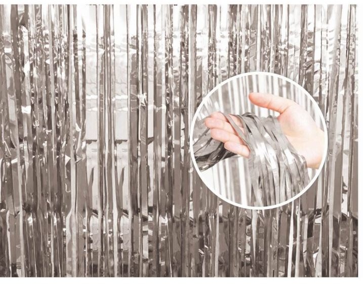 Párty záves strieborný – silver – 90 × 240 cm