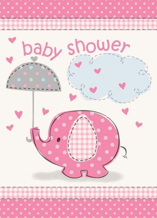 Pozvánky – „baby shower" tehotenský večierok – dievča/girl 8 ks