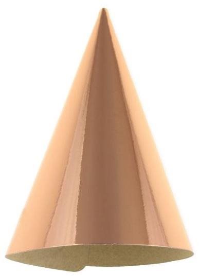 Papierové klobúčiky metalické ružovo-zlaté – rosegold – 6 ks – 16 cm