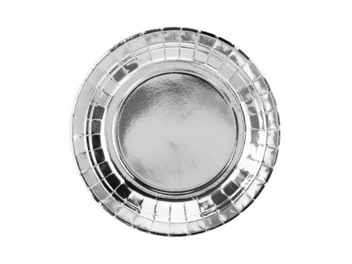 Papierové taniere strieborné 18 cm, 6 ks