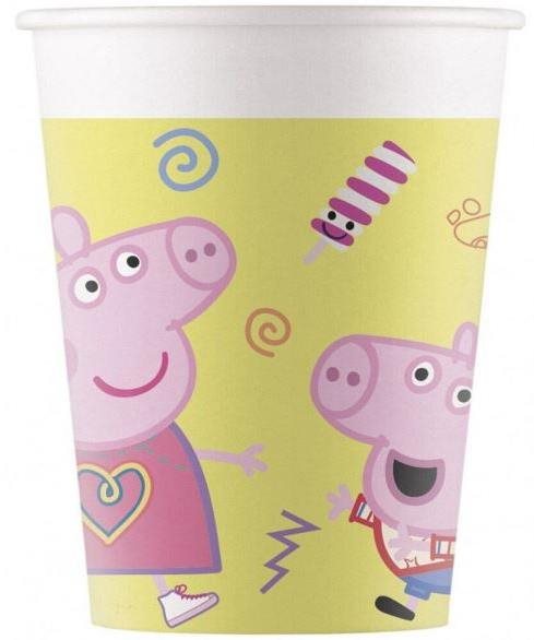 Papierové poháriky „Prasiatko Peppa“, 200 ml, 8 ks