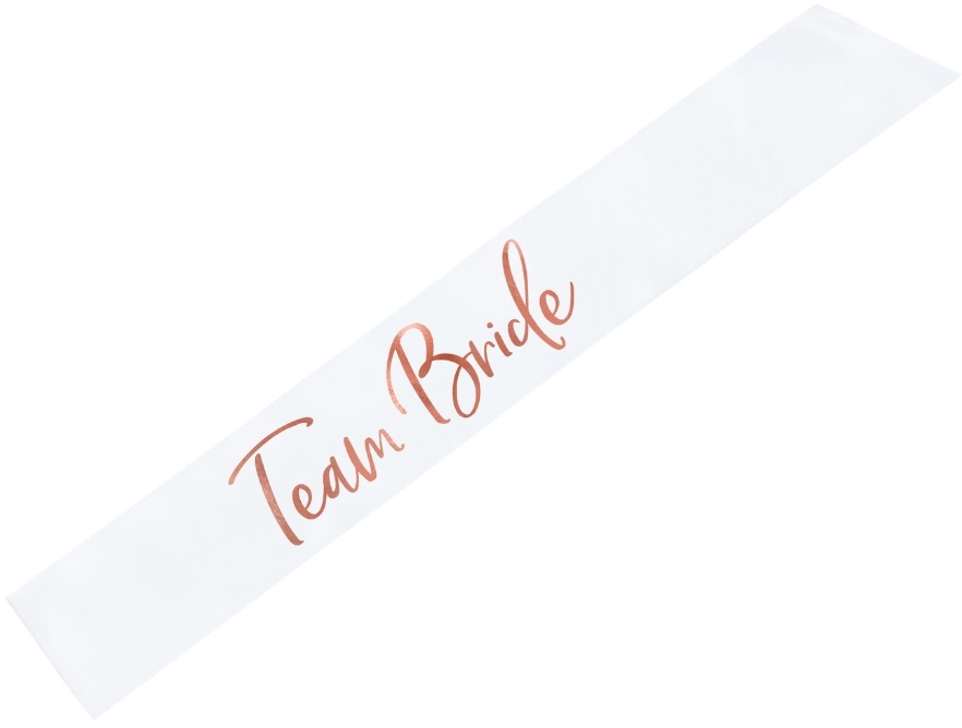 Šerpa “Team bride“ – Tím nevesty, biela – rozlúčka so slobodou – 75 cm